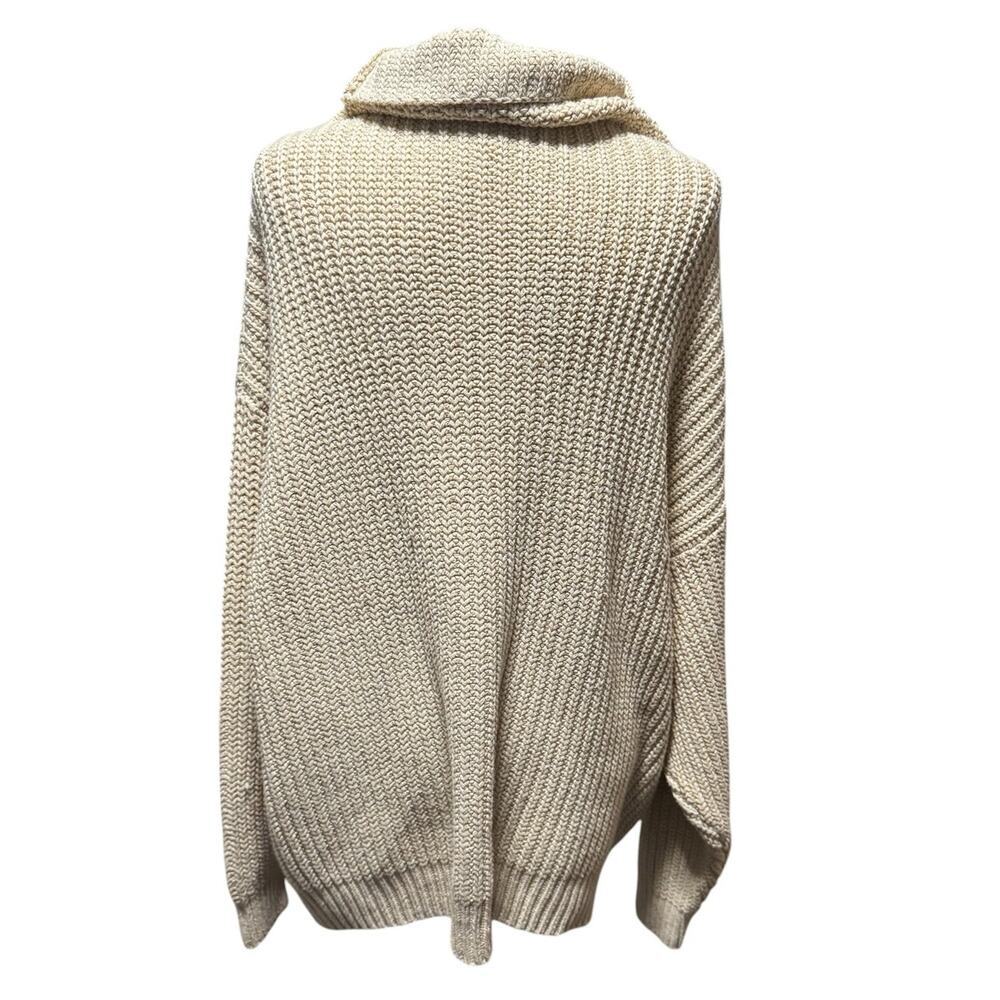 Free People Oversized Turtleneck Sweater Cream Textured Knit  XS (Oversized) - Picture 3 of 7